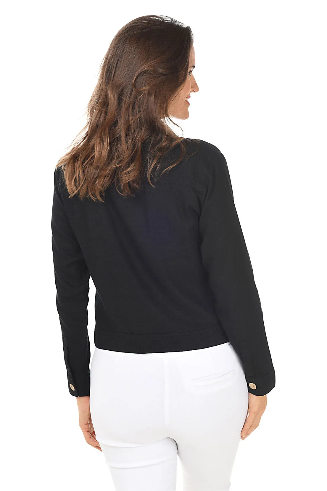Button-Front Linen-Blend Jacket