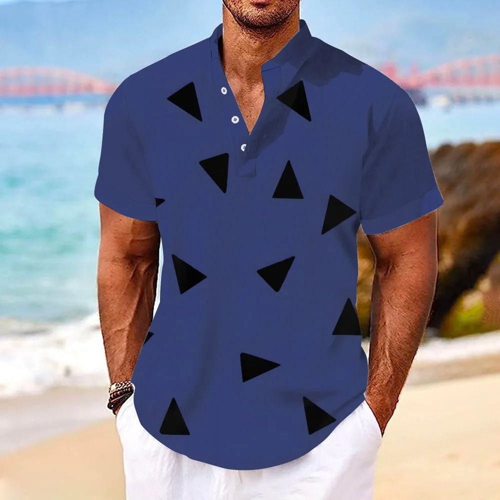 Cartoon Character Cotton And Linen Short-Sleeved Shirt 2405001030