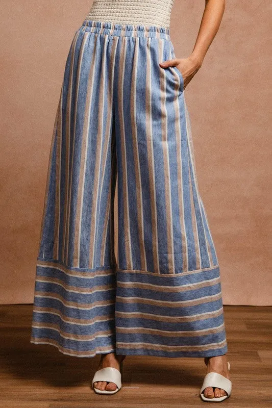 Hazel Blues® |  BiBi Striped Wide Leg Pants with Pockets