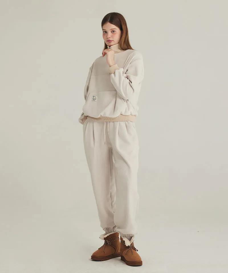 MACKY Golf: Fleece Pintuck Jogger Pants - Cream