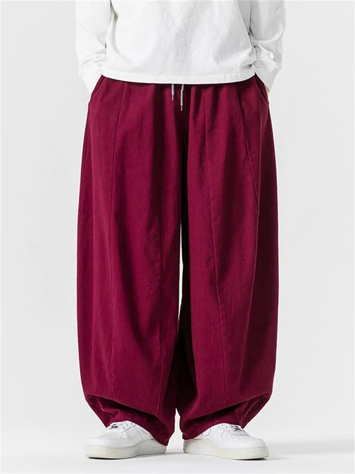 Men's Casual Plus Size Wide Leg Cotton Pants