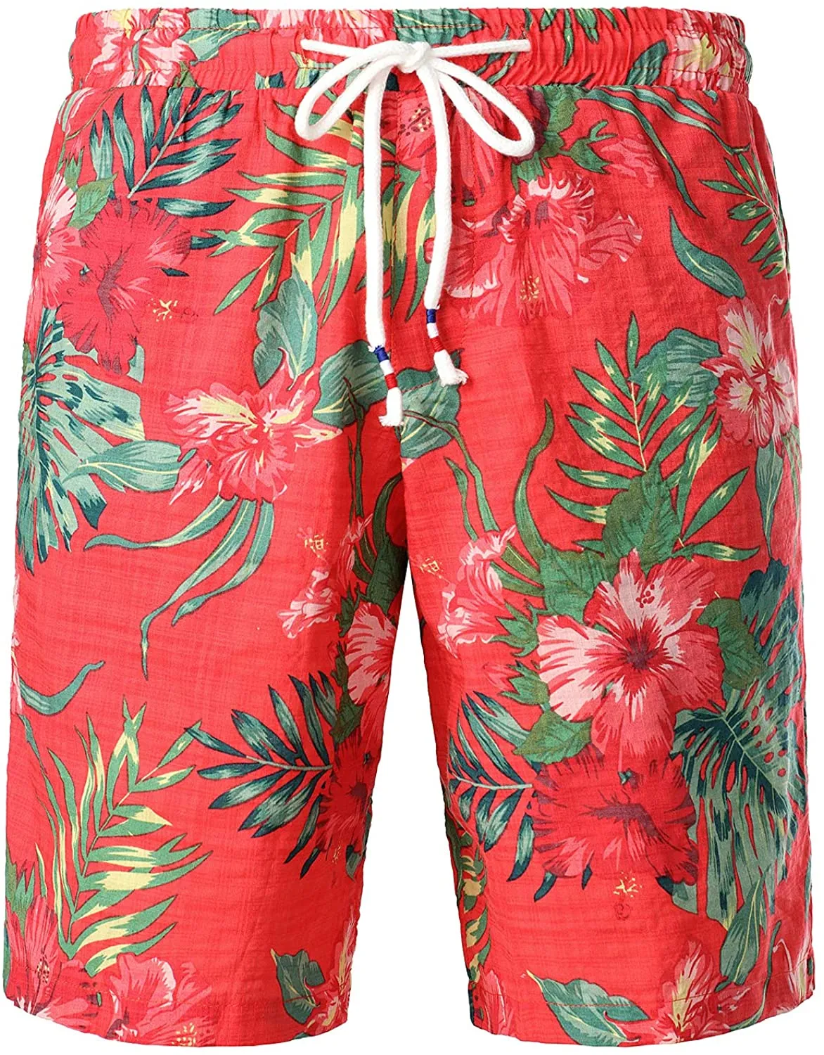 Men's Hawaiian Floral Print Casual Cotton Shorts