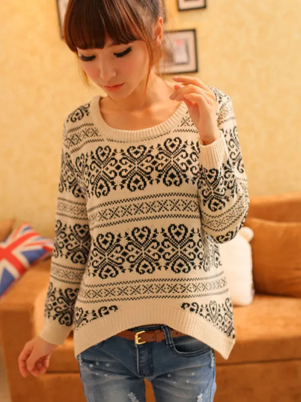 Nordic semi-circular hem sweater