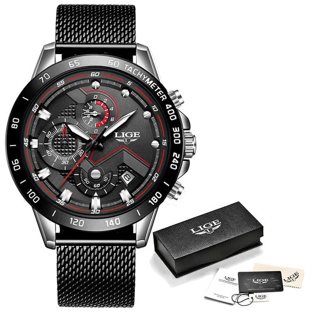 Stainless Steel Luxury Sports Chronograph Quartz Watch