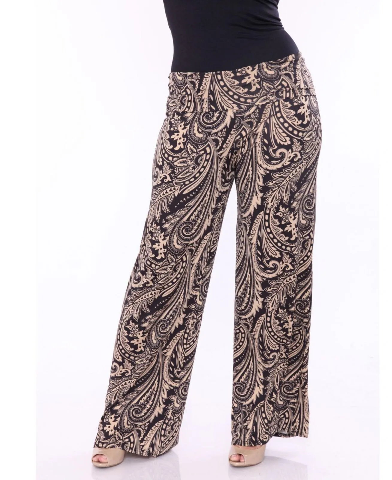 White Mark Womens Plus Size Printed Palazzo Pants PS550-591XL