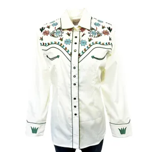 Women's Vintage Western Shirt Collection: Rockmount Fancy Agave Cactus Floral